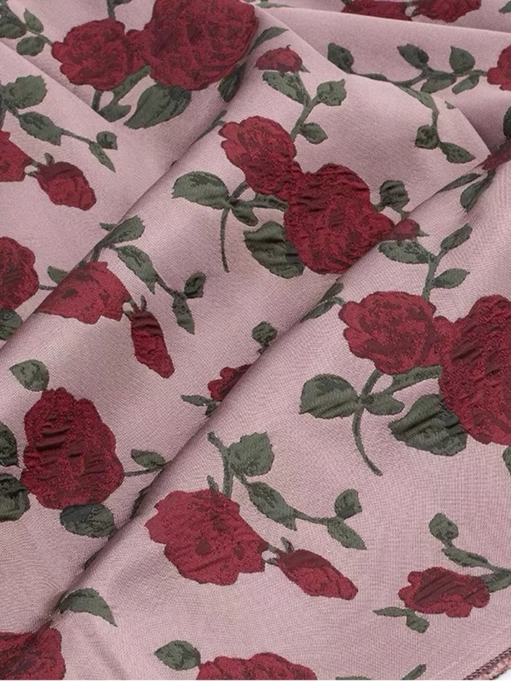 Luxury Rose Floral Jacquard Brocade Fabric - 2 Yards, 61” width